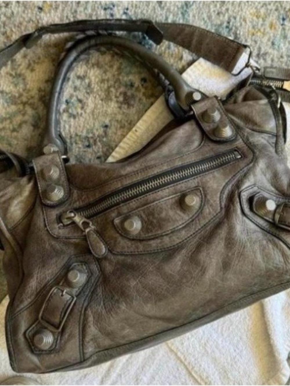 Balenciaga vintage gray city bag giant classic medium 2way motorcycle grey purse
